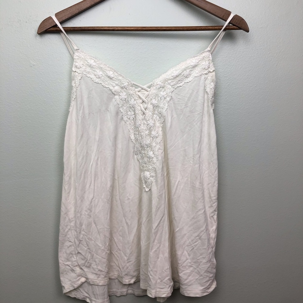 🤍American Eagle Cute Lacy White Tank Top Small